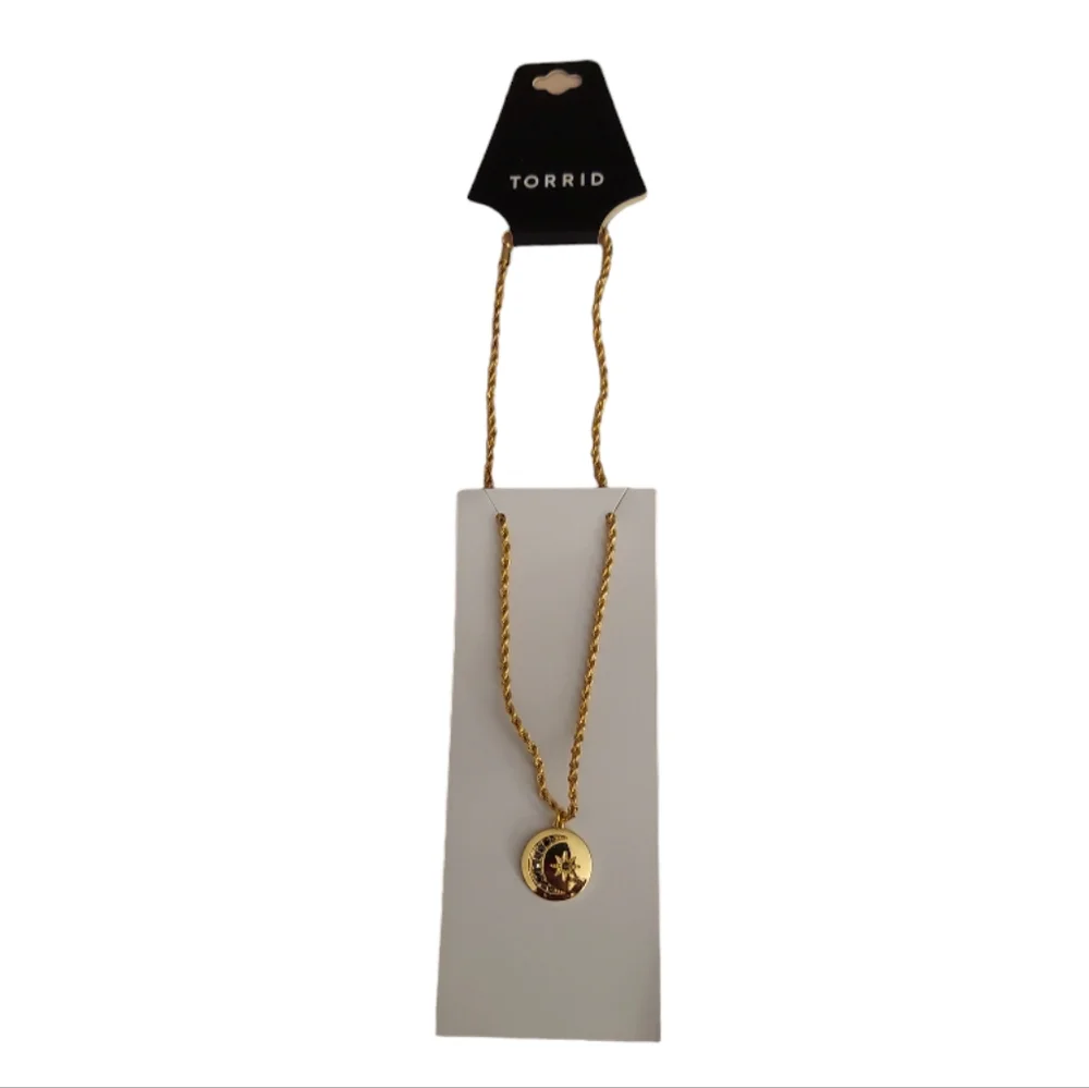 Torrid Crescent Moon Disc Goldtone Necklace-NWT - Picture 9 of 11